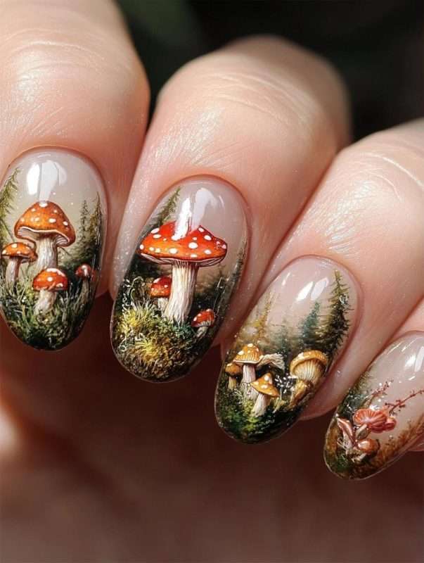 Magic Mushroom Nail Art Design Ideas 4