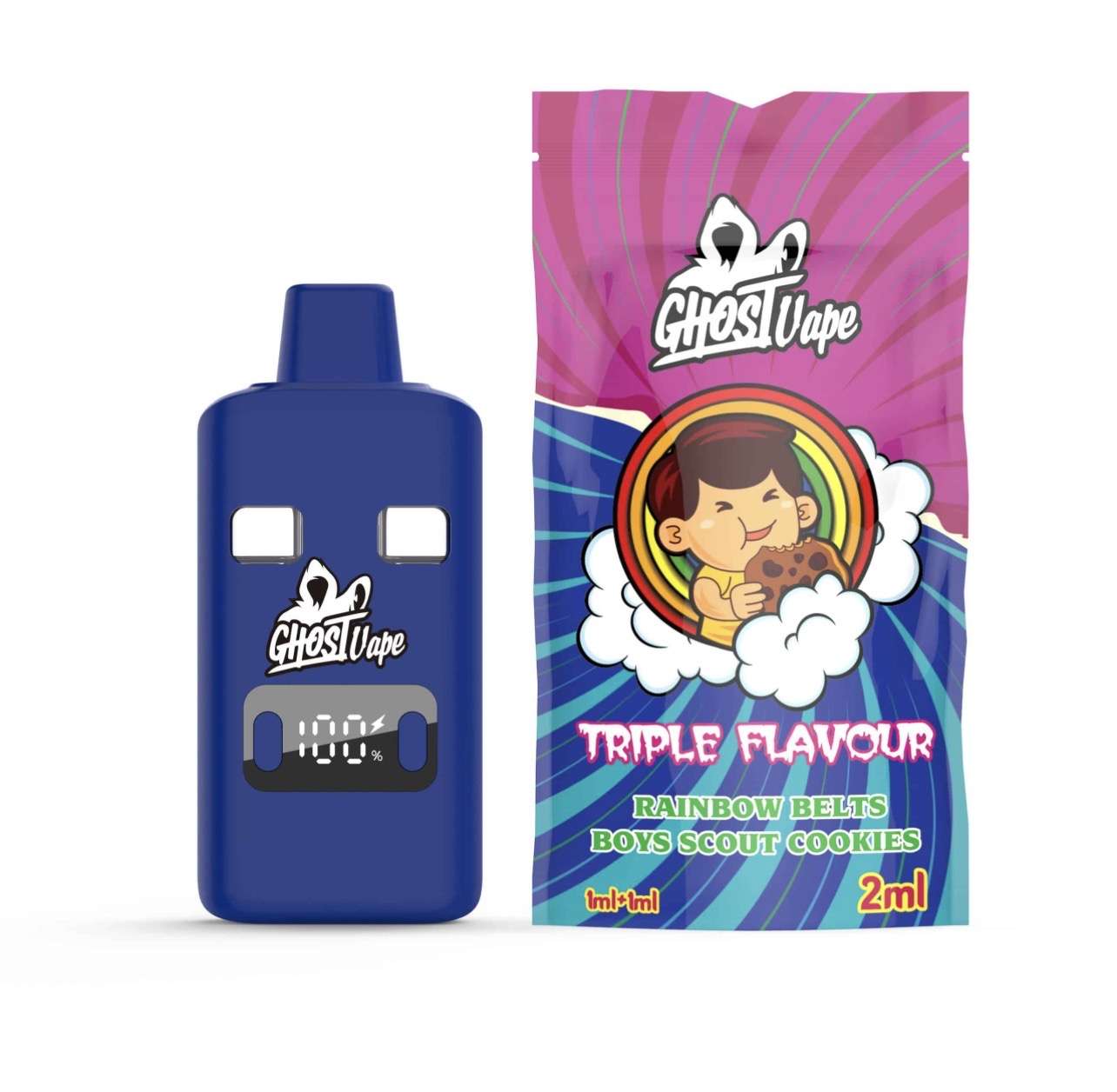 Thc Ghost Vapes – Dual Flavours – Rainbow Belts & Boys Scout Cookies Thc Ghost Vapes - Dual Flavours - Rainbow Belts & Boys Scout Cookies